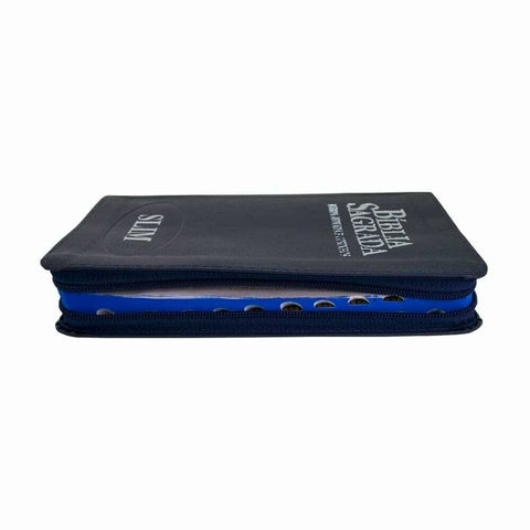 Bíblia Sagrada RC Slim Com Harpa e Corinhos Média Capa Zíper Azul