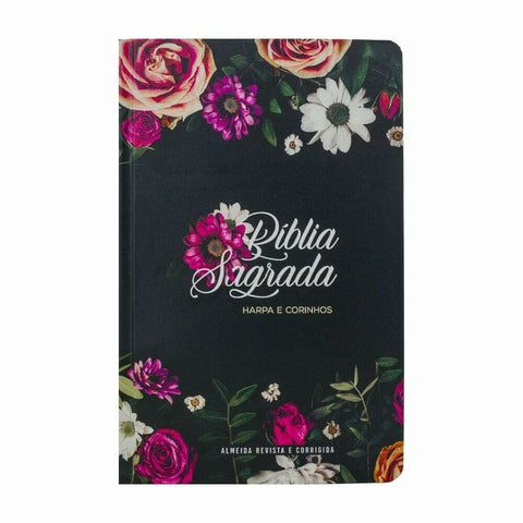 Bíblia RC Econômica Letra Gigante Capa Dura Com Harpa E Corinhos Flores Pink