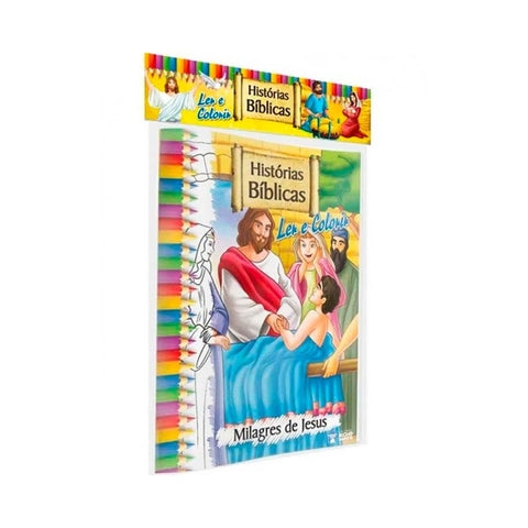 Histórias Bíblicas Para Ler E Colorir - Grande - Kit Com 10 Livros
