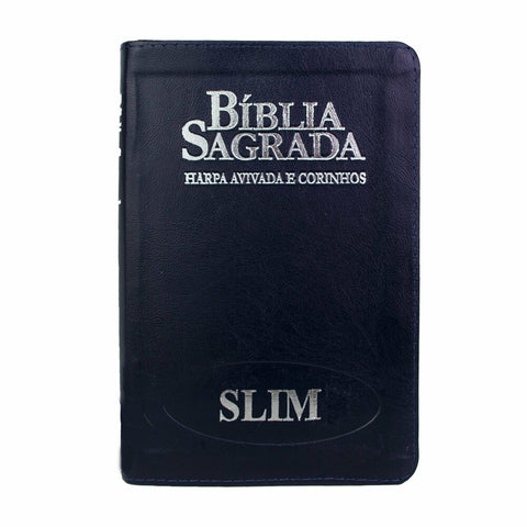 Bíblia Sagrada RC Slim Com Harpa e Corinhos Média Capa Zíper Azul
