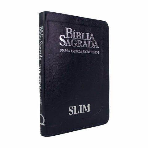Bíblia Sagrada RC Slim Com Harpa e Corinhos Média Capa Zíper Azul